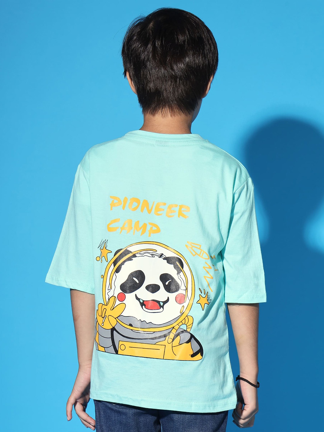 

Nick and Jones Boys Graphic Printed Drop-Shoulder Sleeves Pure Cotton T-shirt, Sea green