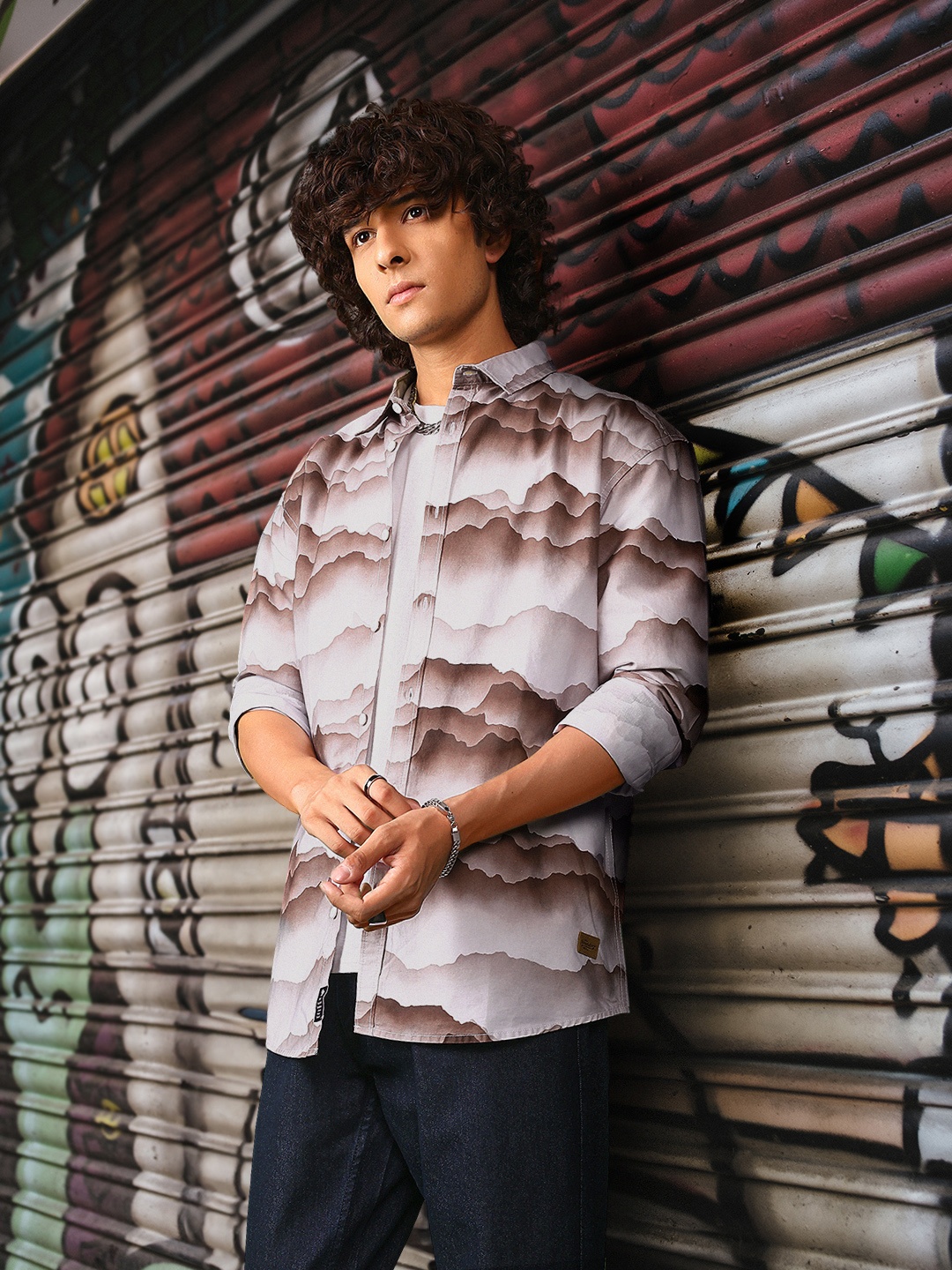 

The Roadster Life Co. Relaxed Fit Printed Pure Cotton Casual Shirt, White