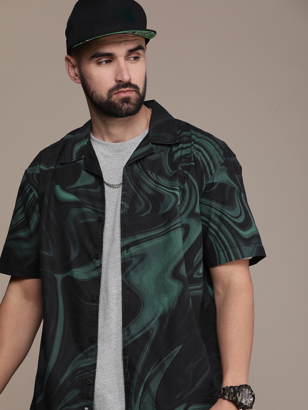 

The Roadster Life Co. Pure Cotton Printed Relaxed Fit Casual Shirt, Green