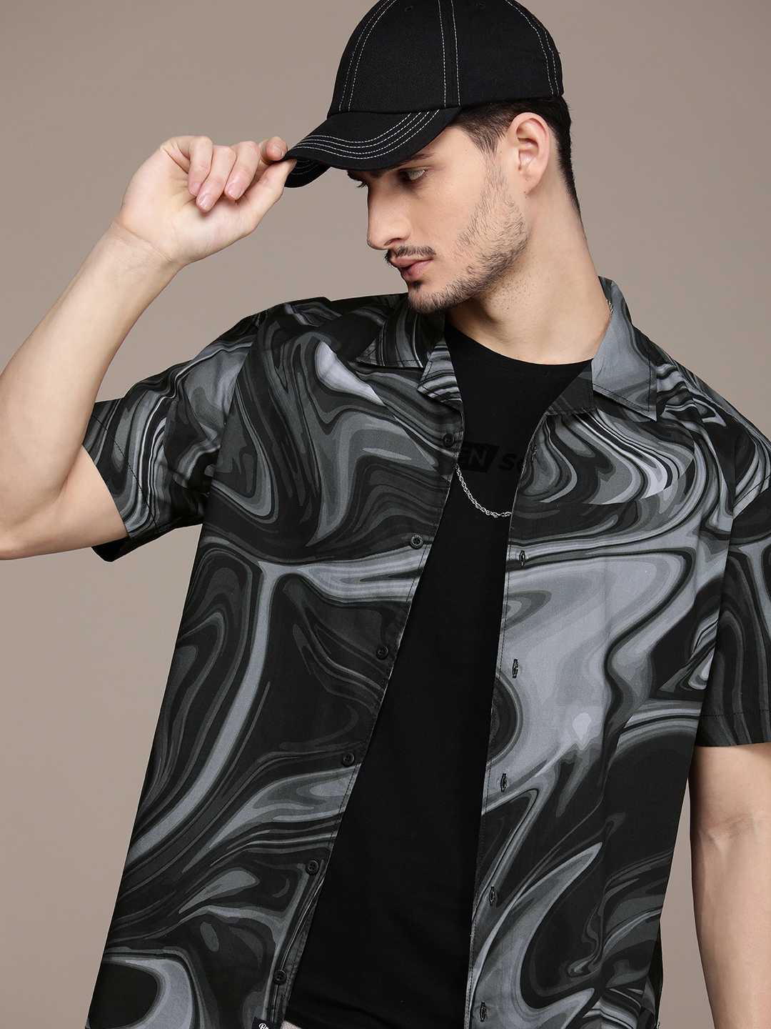 

The Roadster Life Co. Relaxed Fit Pure Cotton Opaque Printed Casual Shirt, Grey