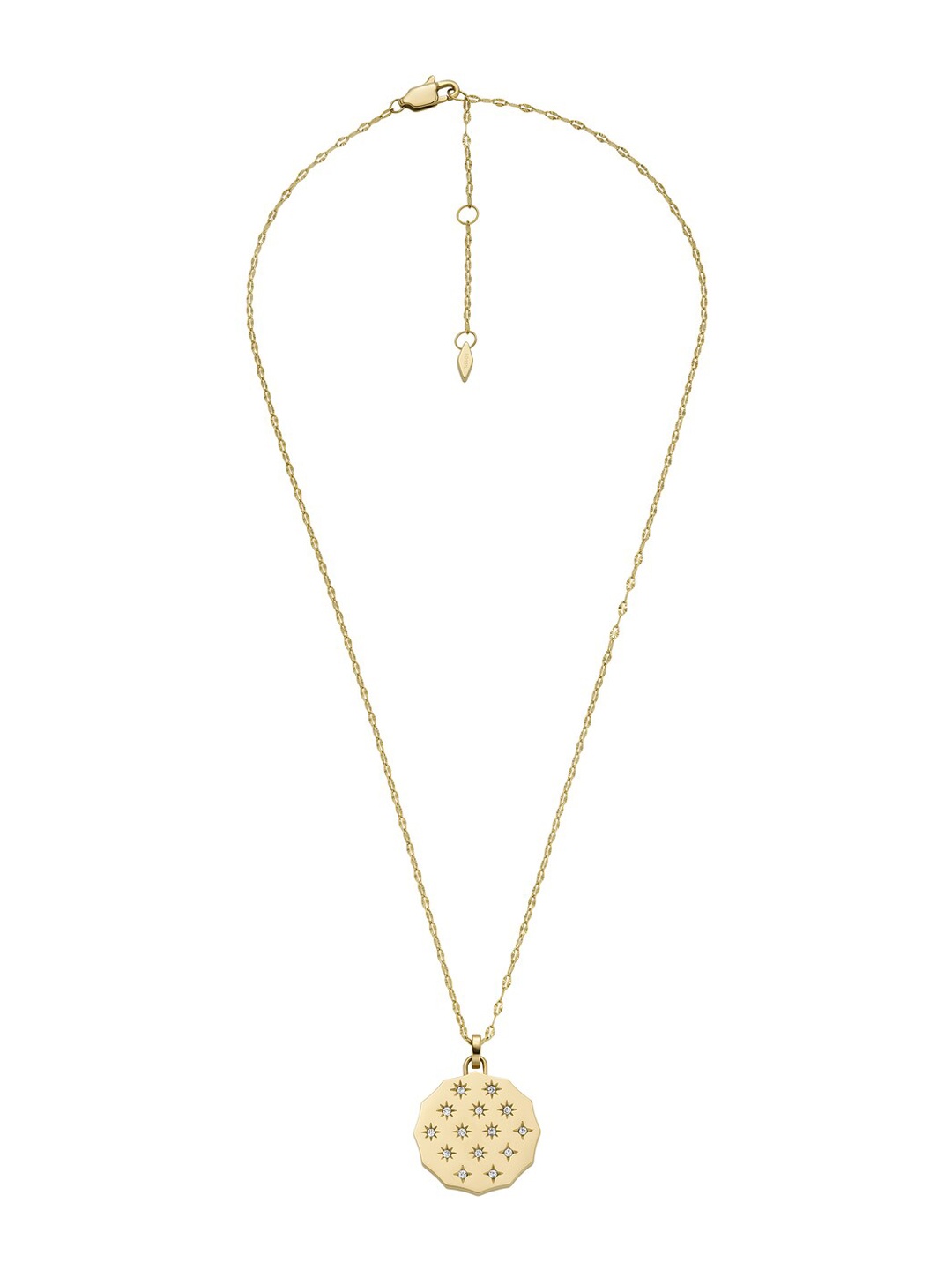 

Fossil Stainless Steel Crystal-Studded Pendant With Chain, Gold