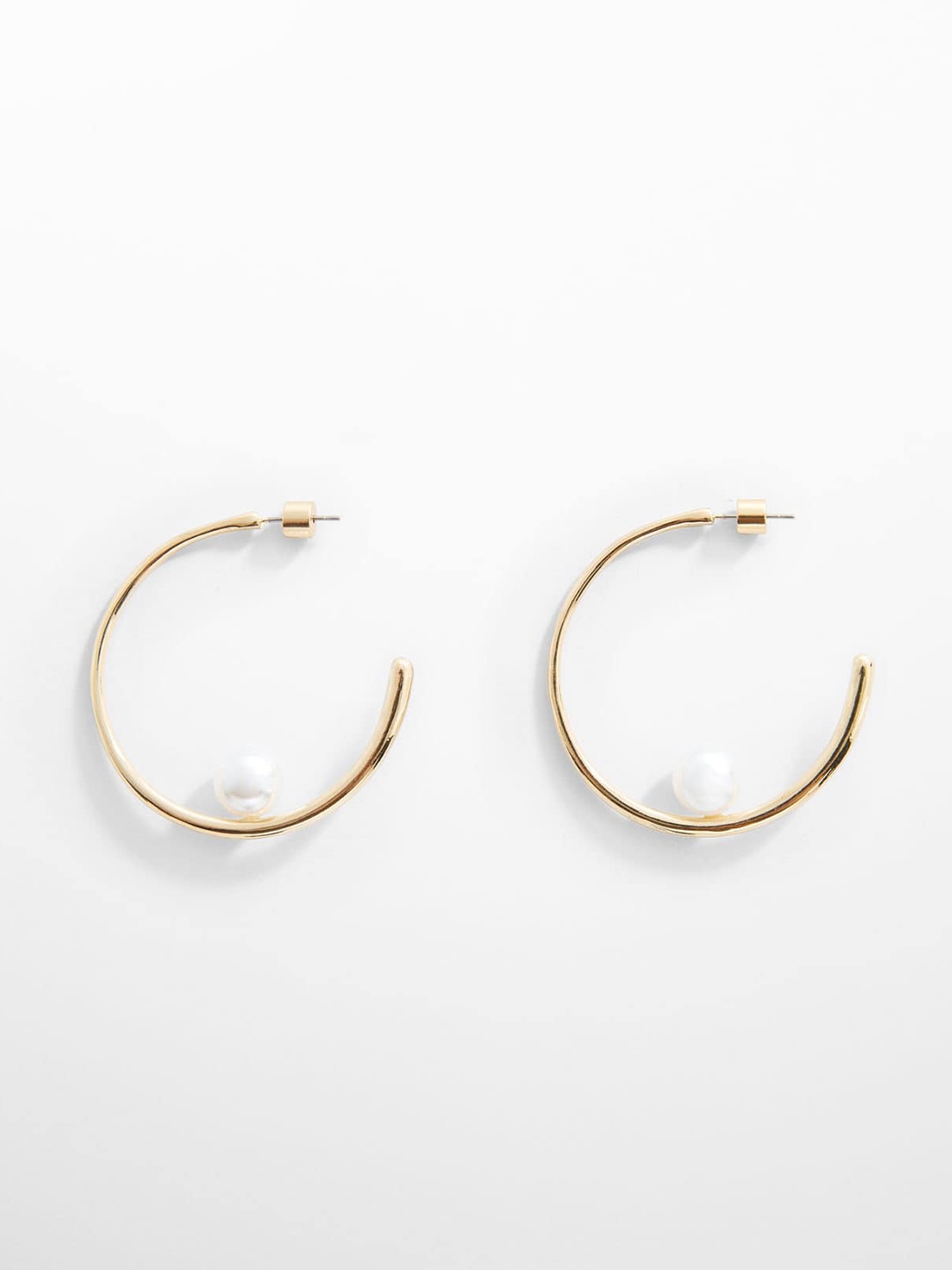 

MANGO Beaded Crescent Shaped Half Hoop Earrings, Gold