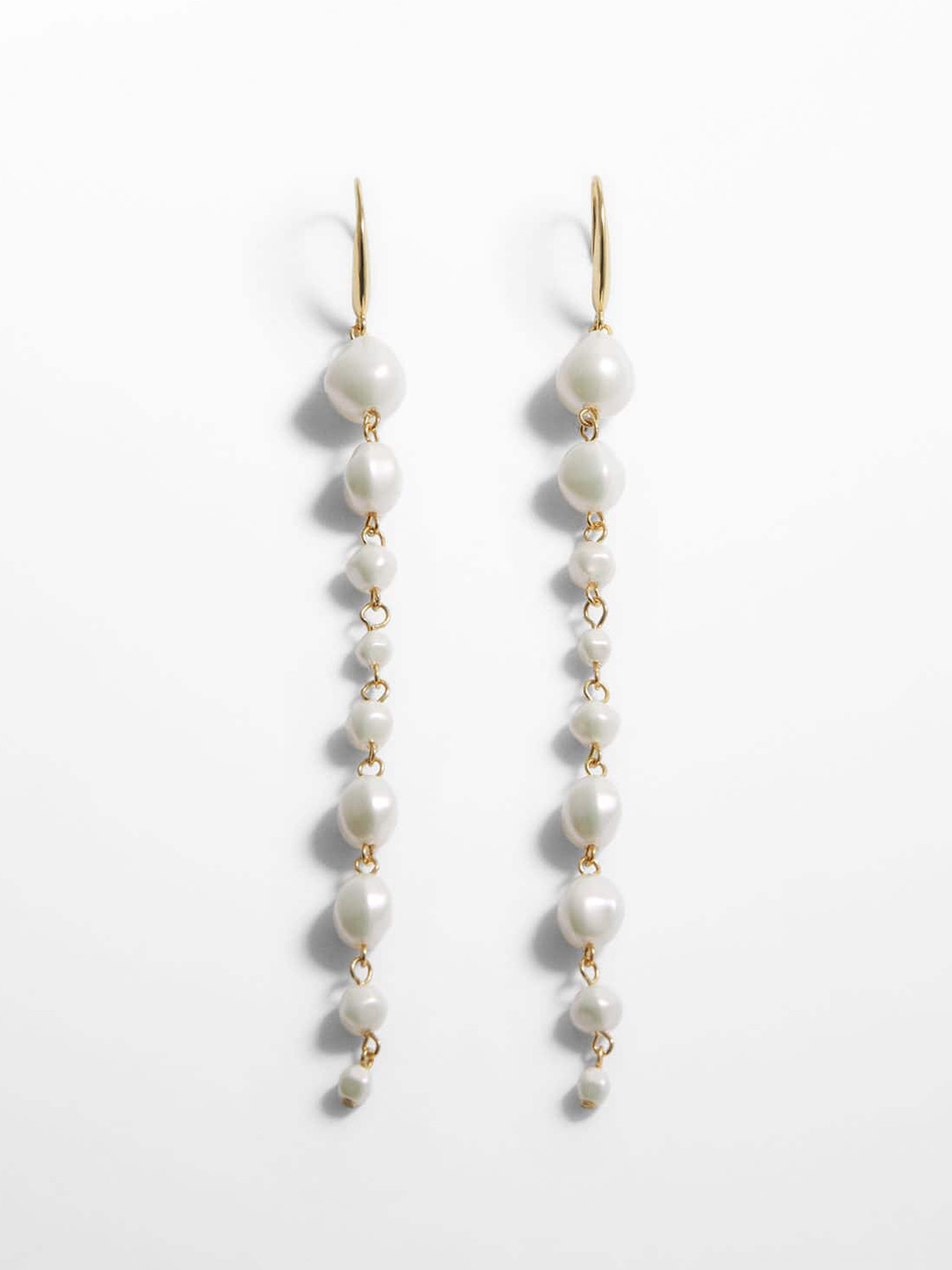 

MANGO Beaded Contemporary Drop Earrings, Off white
