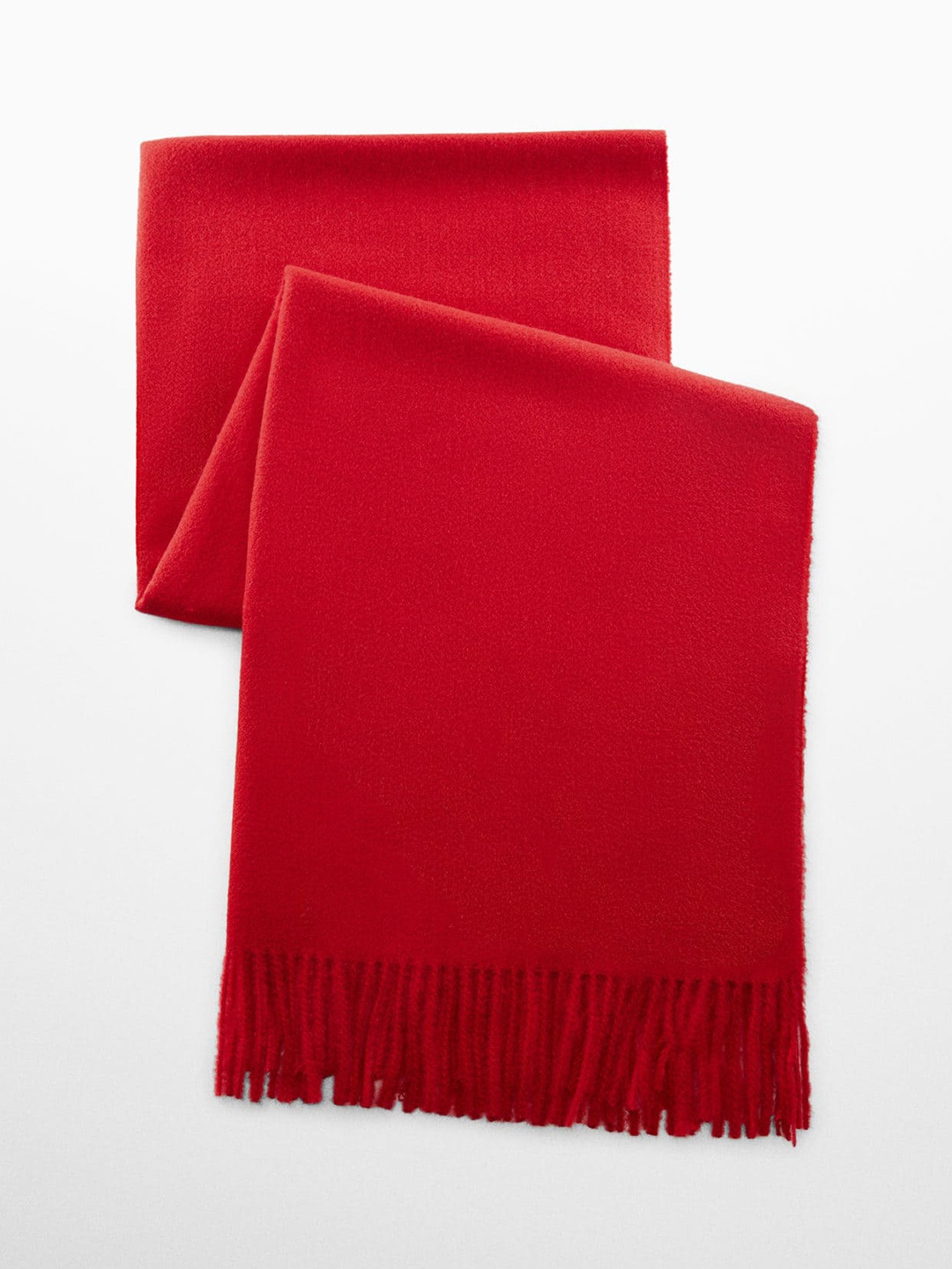 

MANGO Fringed Edge Scarf, Red