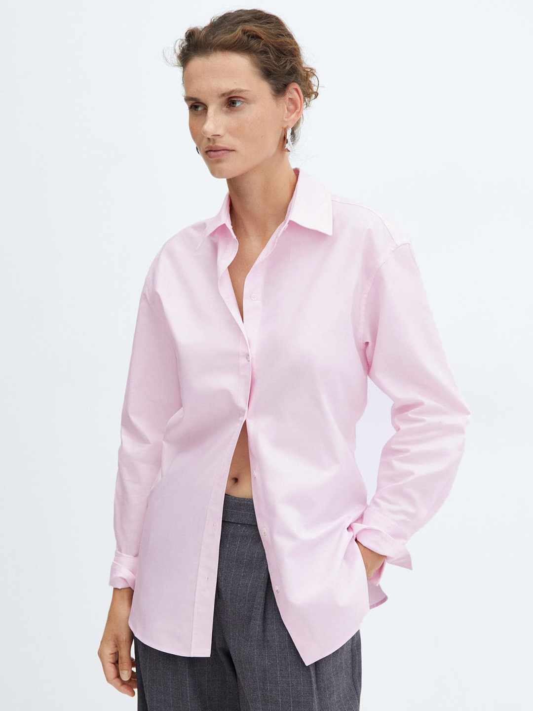 

MANGO Cotton Oxford Casual Shirt, Pink