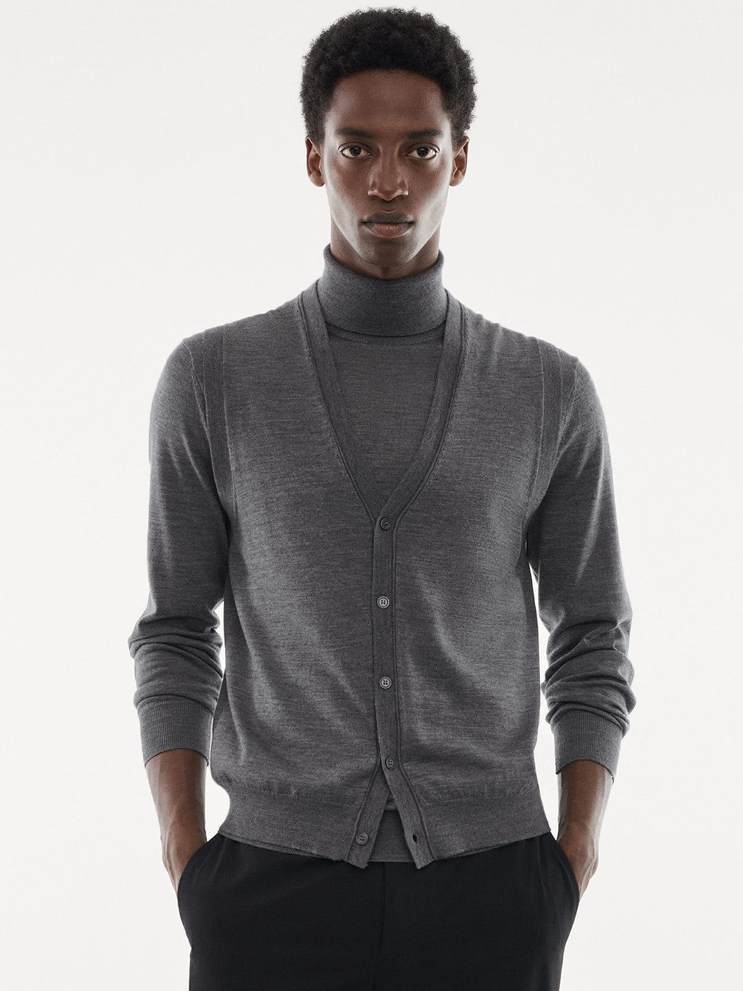 

MANGO MAN Woollen Cardigan, Grey