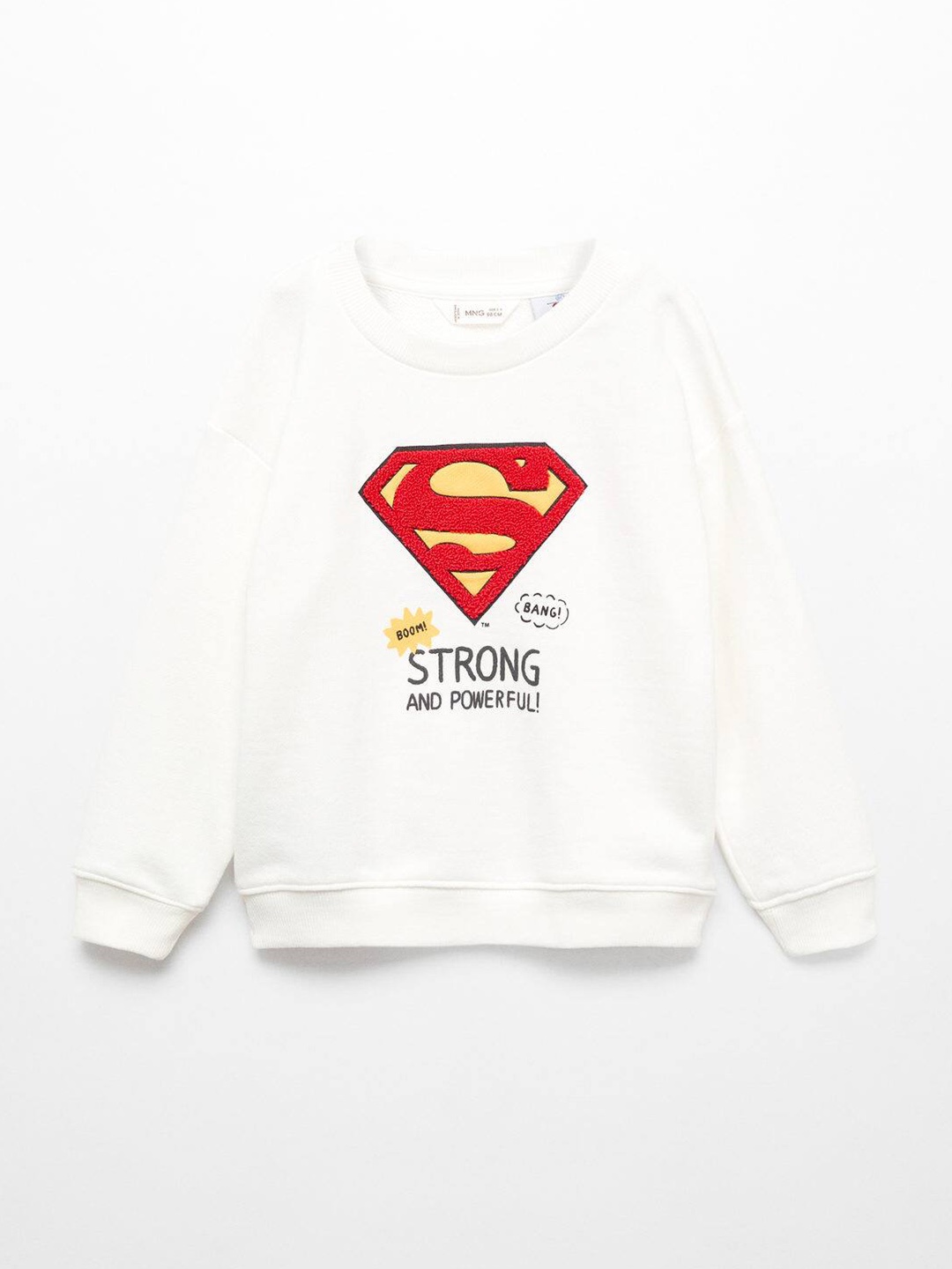 

Mango Kids Boys Cotton Superman Self Design Sweatshirt, White