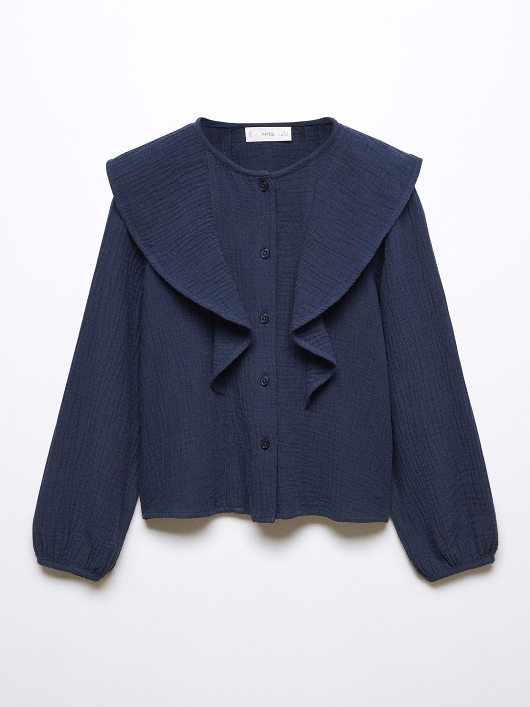 

Mango Kids Girls Pure Cotton Front Open Top, Navy blue