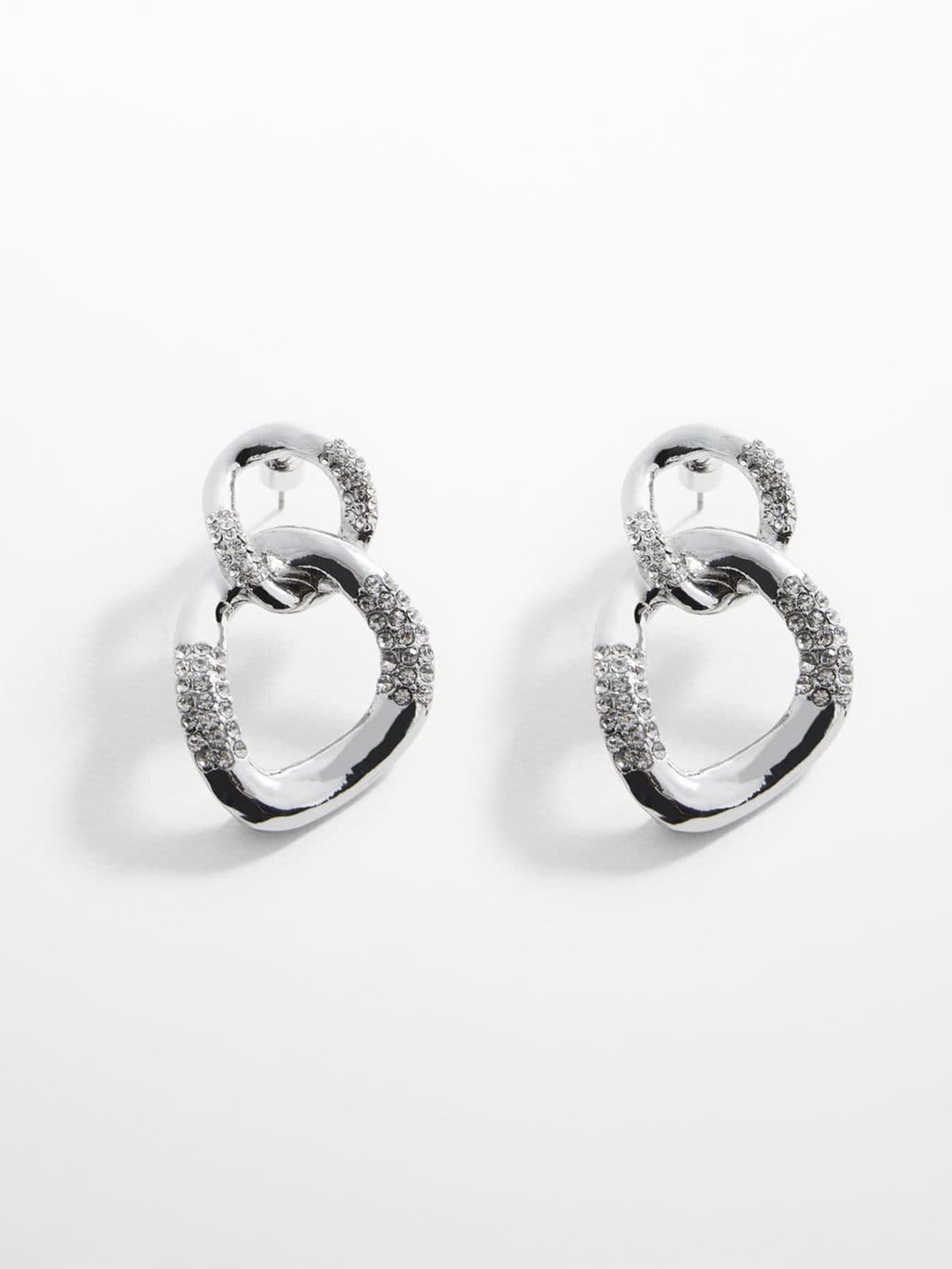 

MANGO Studded Contemporary Drop Earrings, Silver