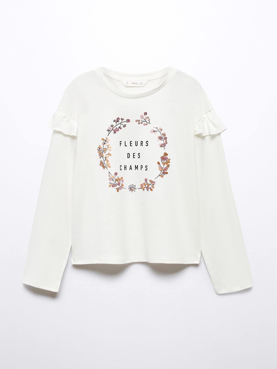 

Mango Kids Girls Pure Cotton Embellished Typography Printed T-shirt, White