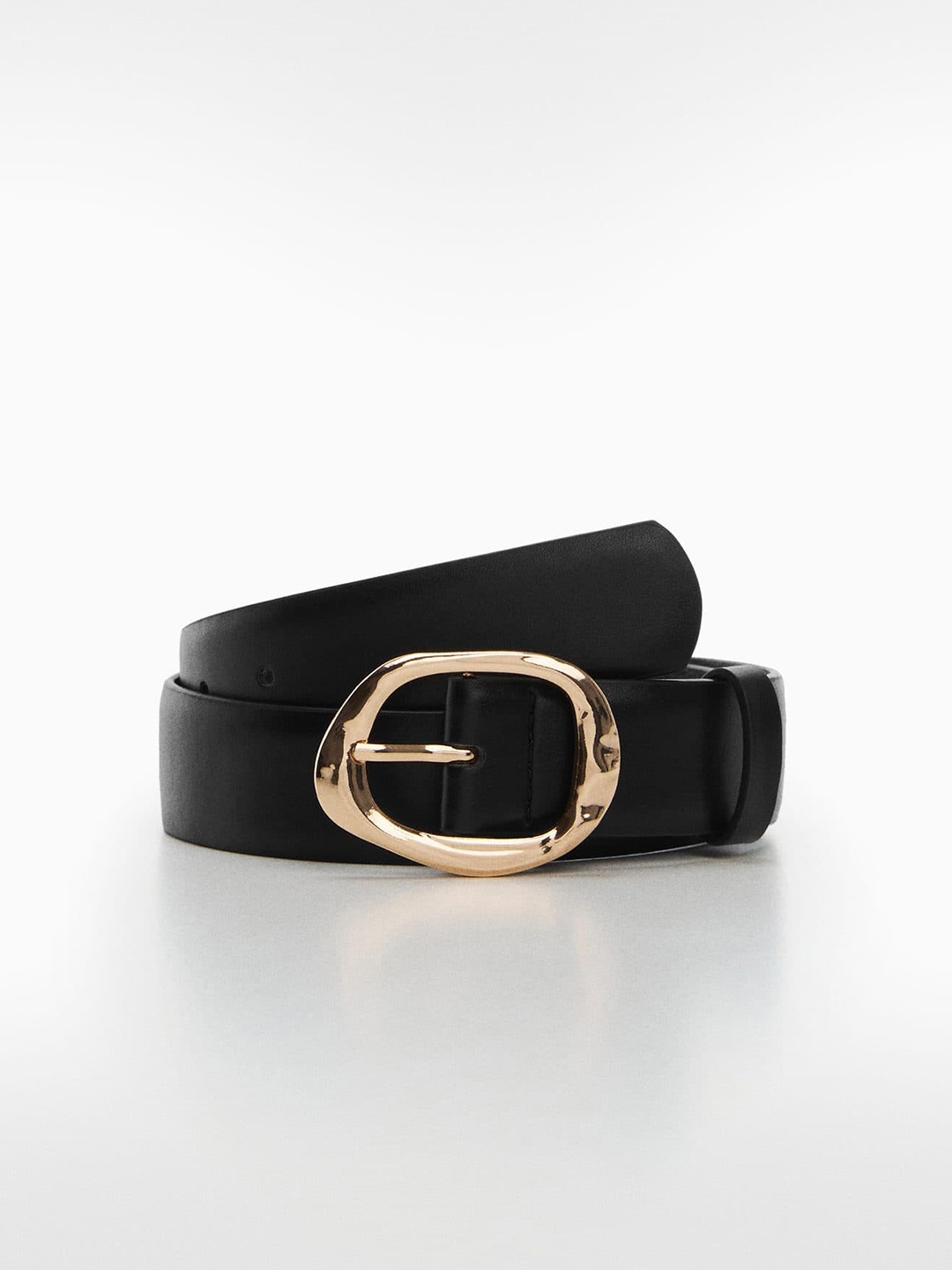 

MANGO Women Metal Buckle Belt, Black