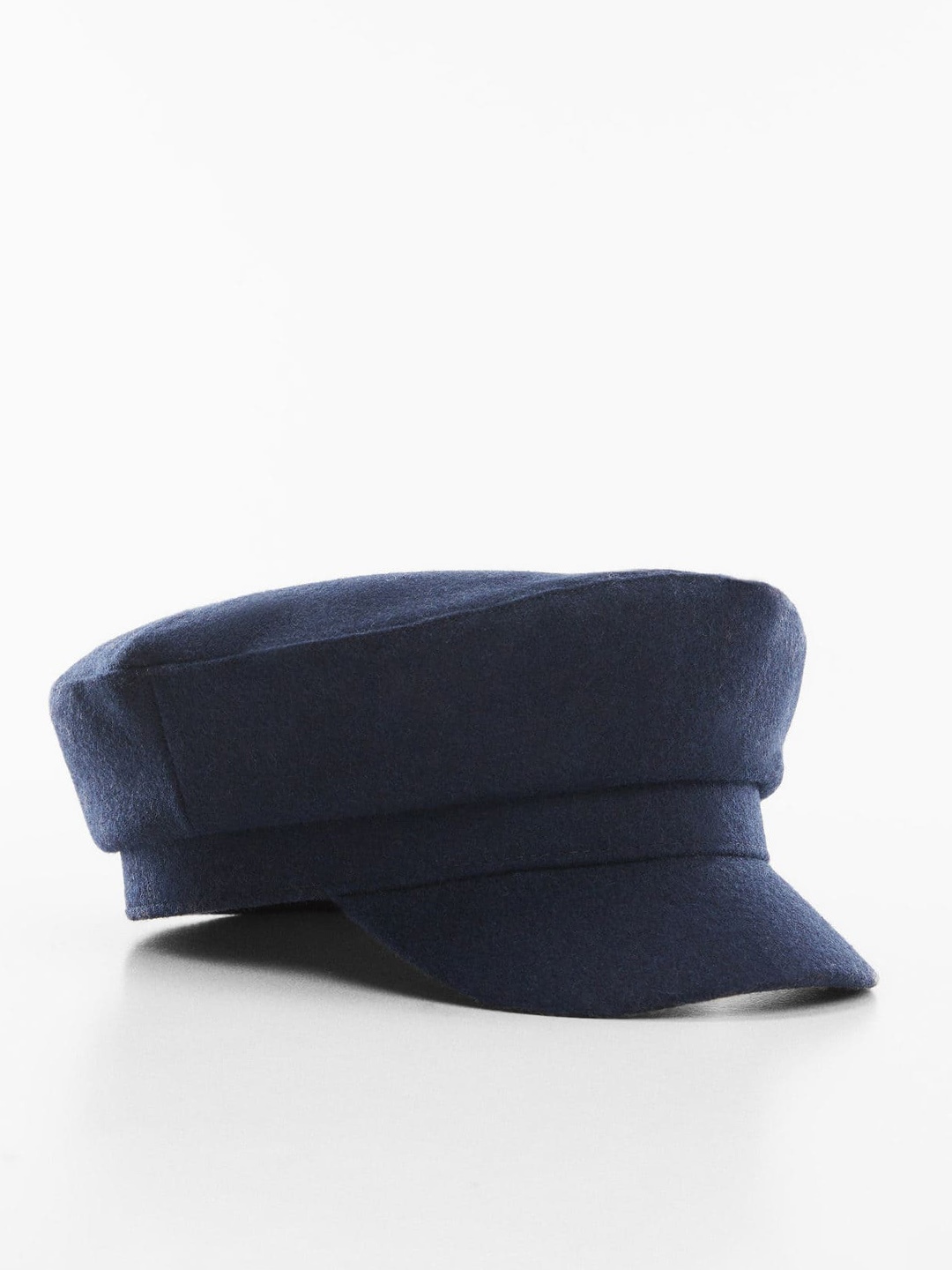 

MANGO Women Inner-Lined Wool-Blend Baker Cap, Navy blue