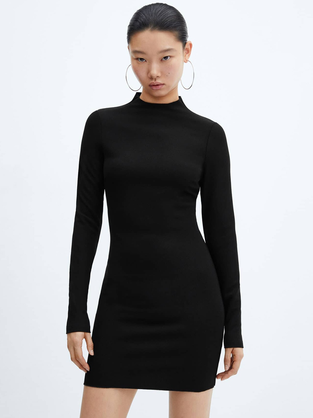 

MANGO Knitted Bodycon Mini Dress, Black