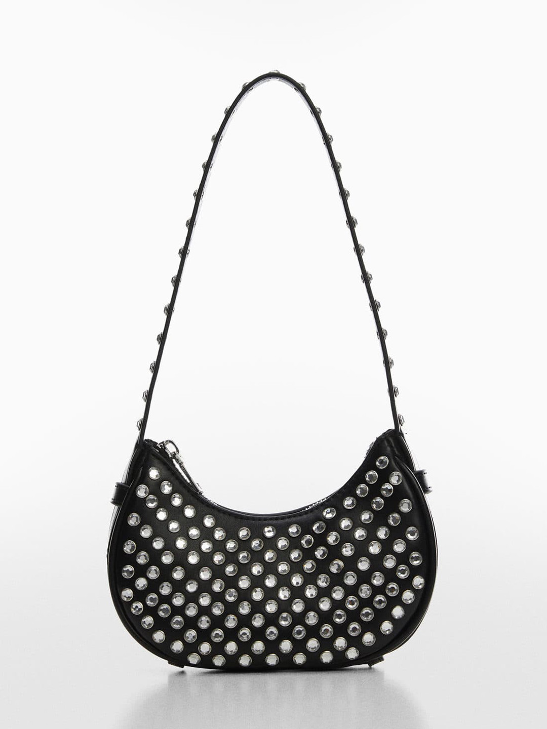 

MANGO Stone Embellished Structured Shoulder Bag, Black