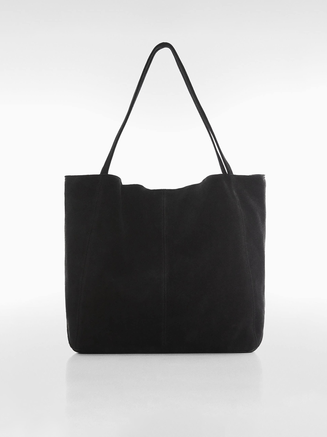 

MANGO Leather Shopper Tote Bag, Black