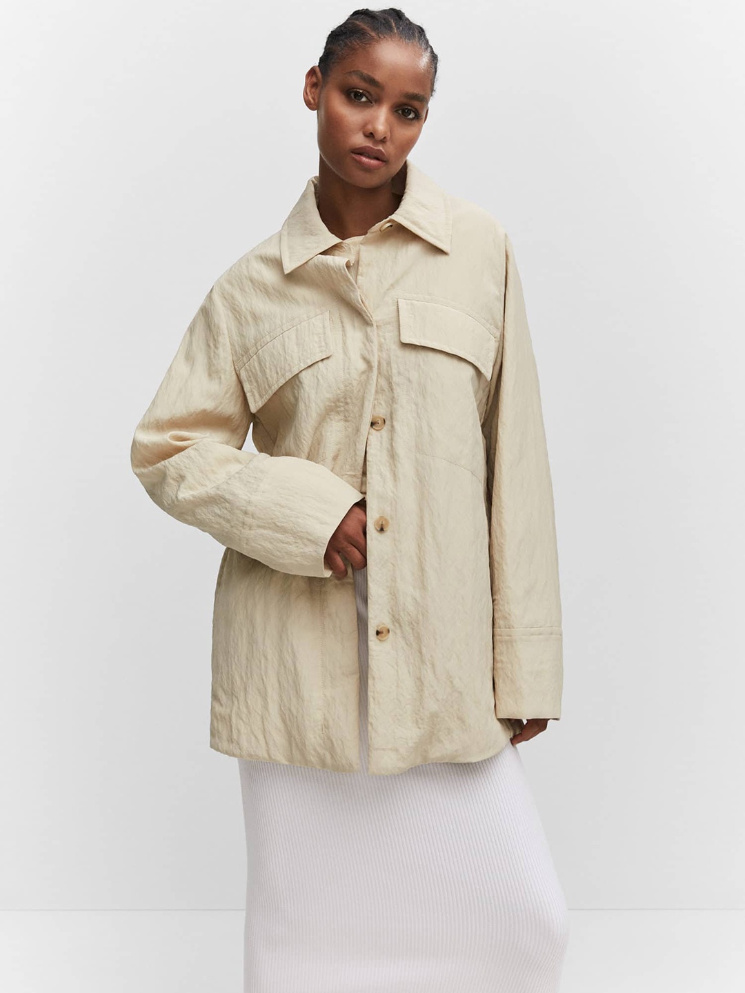 

MANGO Spread Collar Tailored Jacket, Beige