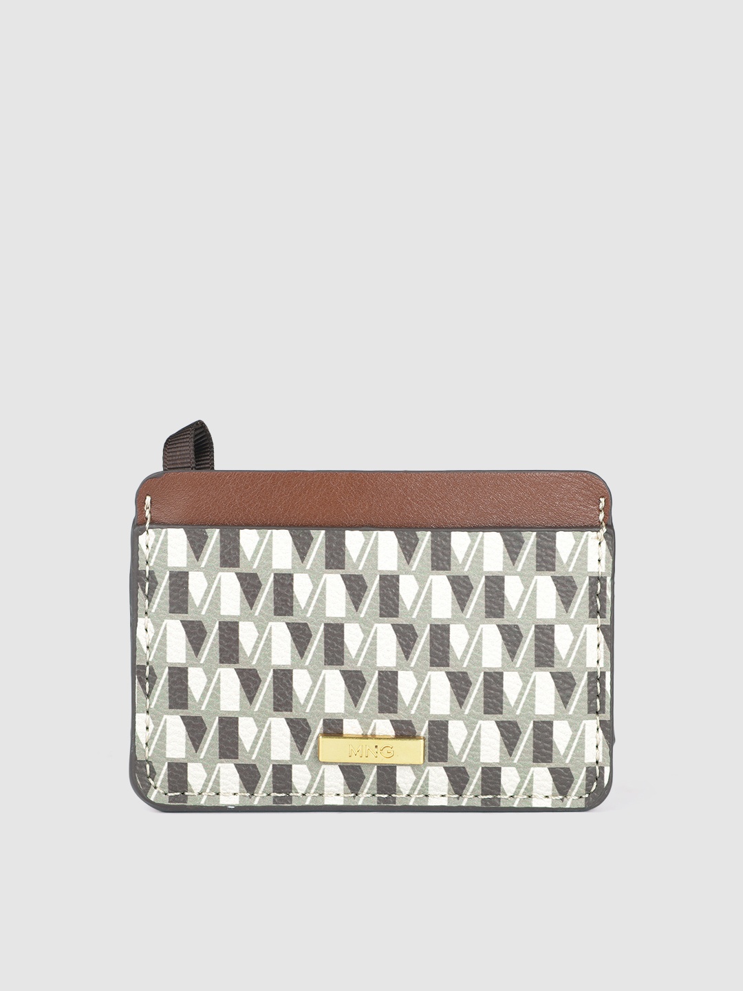 

MANGO Women Brand Logo Printed Card Holder, Off white