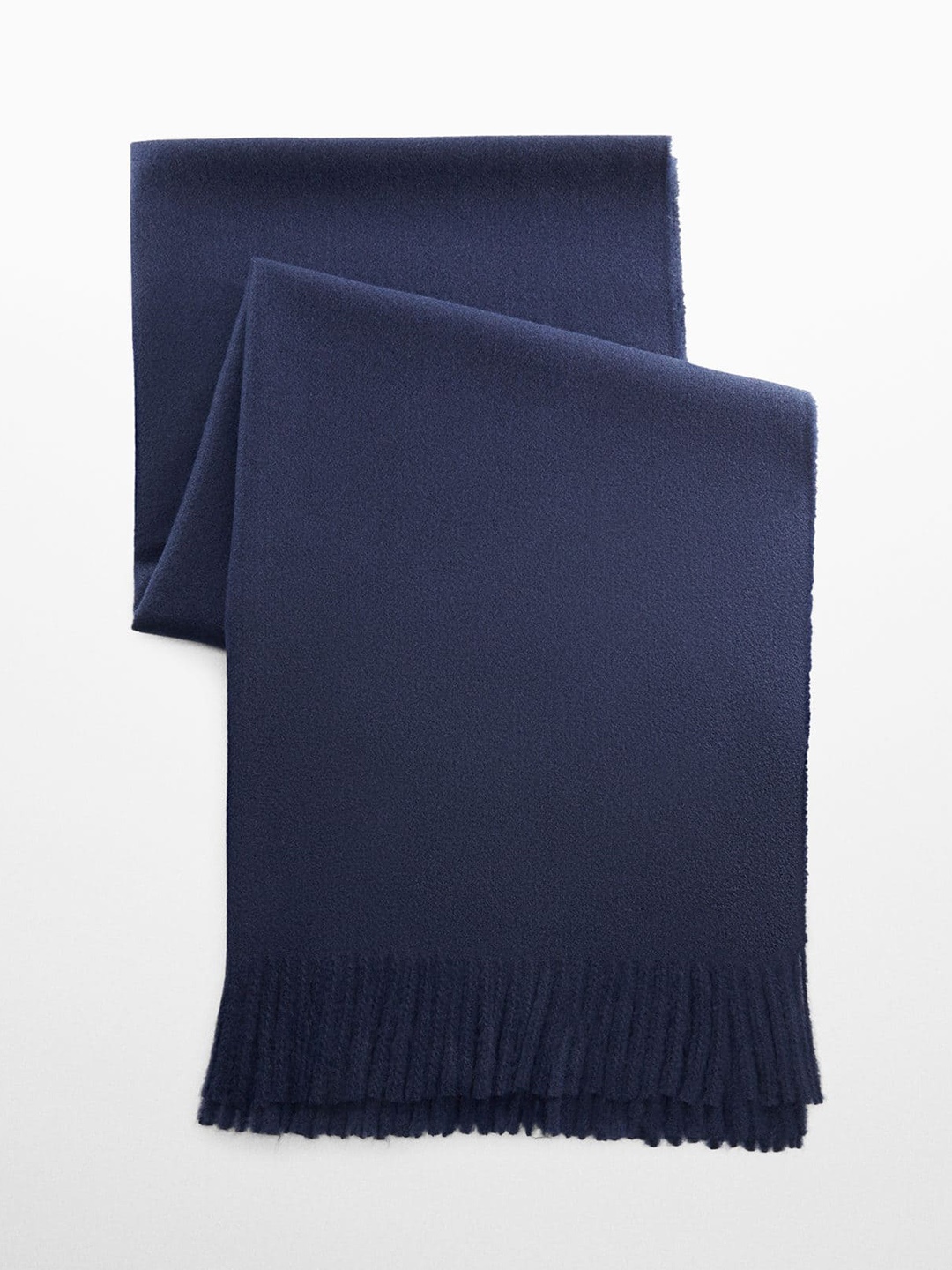 

MANGO Fringed Edge Soft Scarf, Navy blue