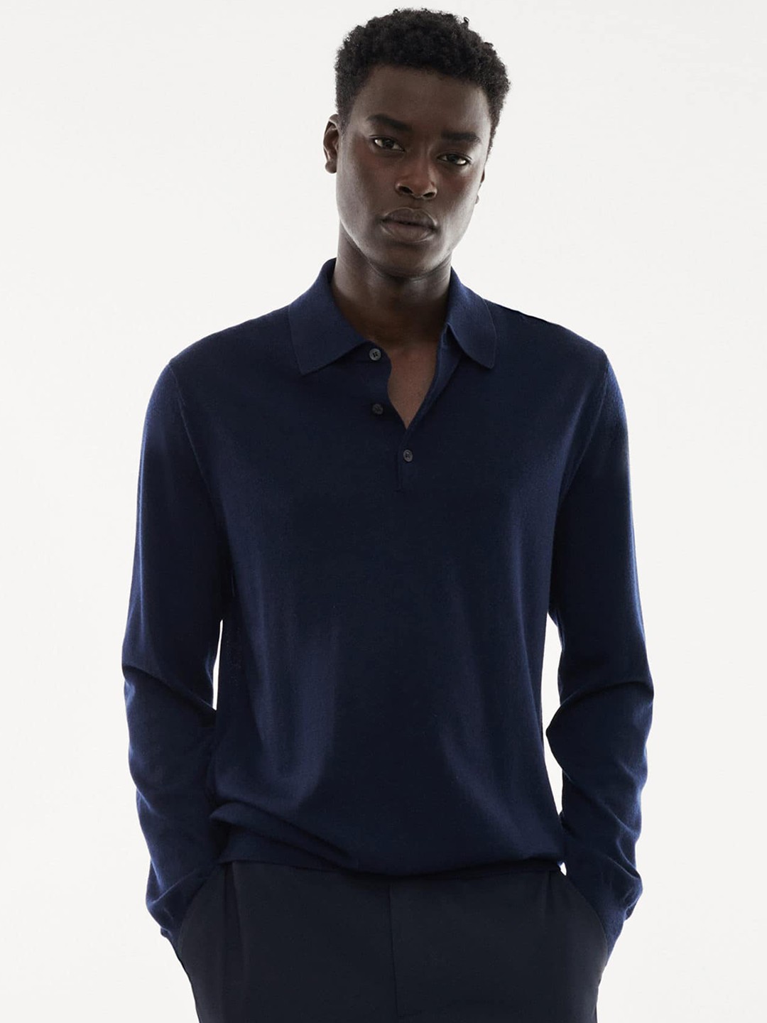 

MANGO MAN Pure Wool Sweater, Navy blue