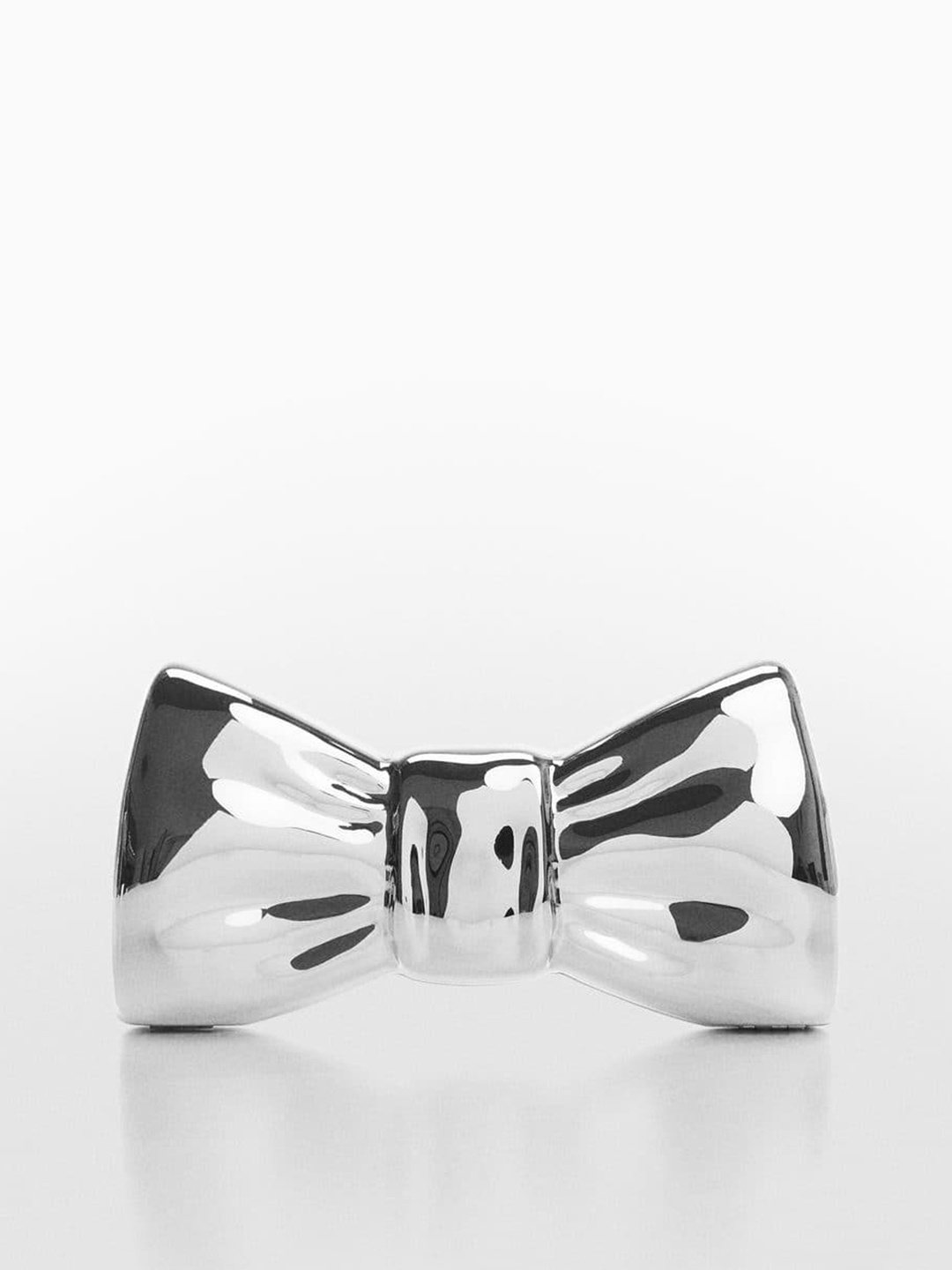 

MANGO Bow Detail Box Clutch With Shoulder Strap, Silver