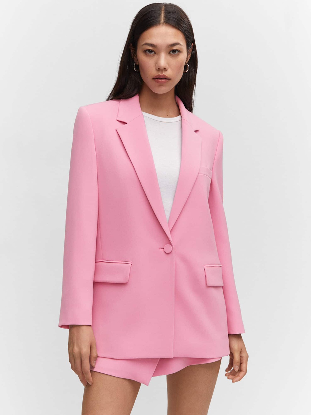 

MANGO Notched Lapel Formal Blazer, Pink