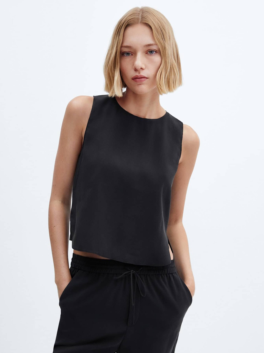 

MANGO Solid Modal Top, Black