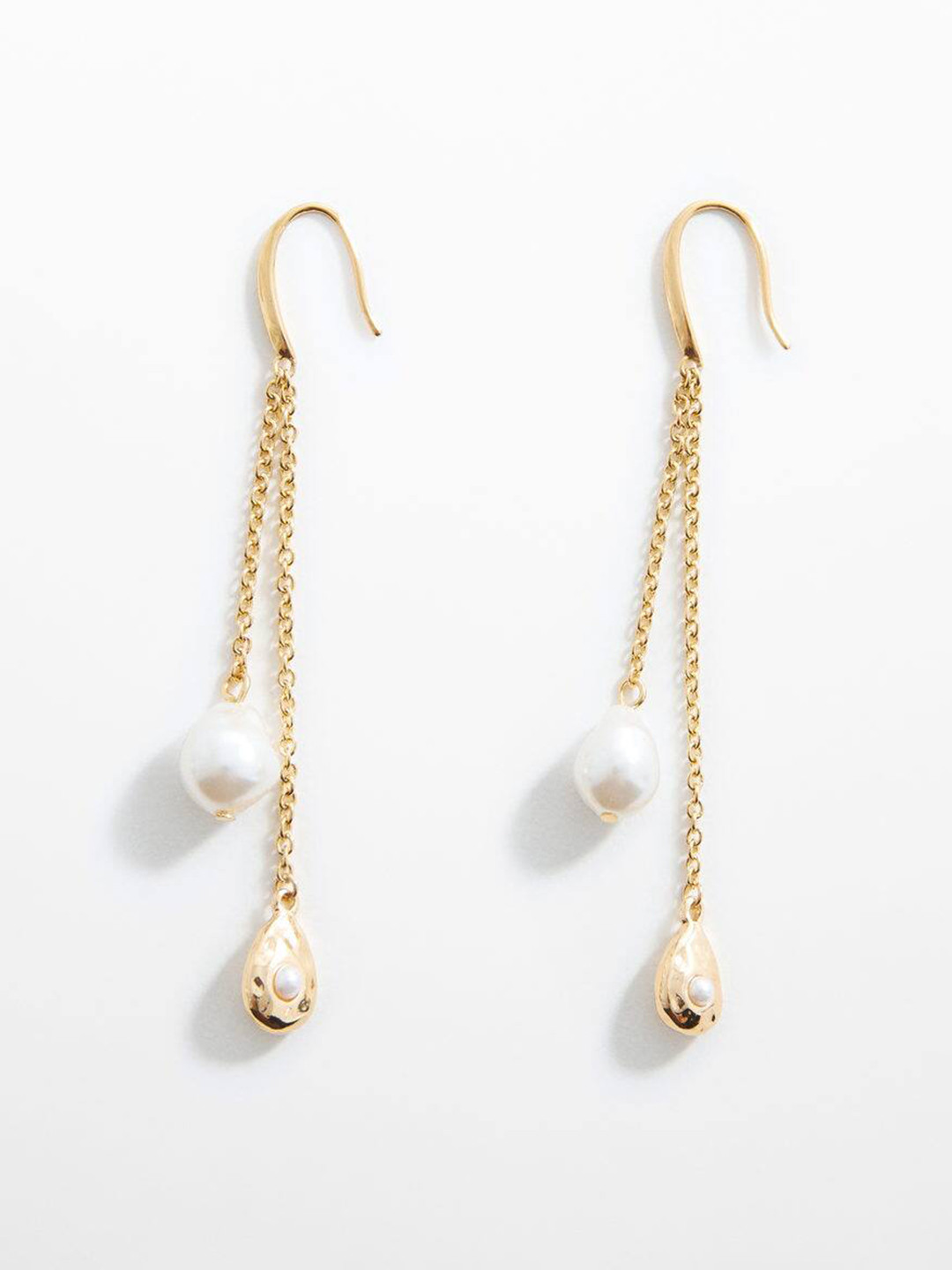 

MANGO Beaded Contemporary Drop Earrings, Gold