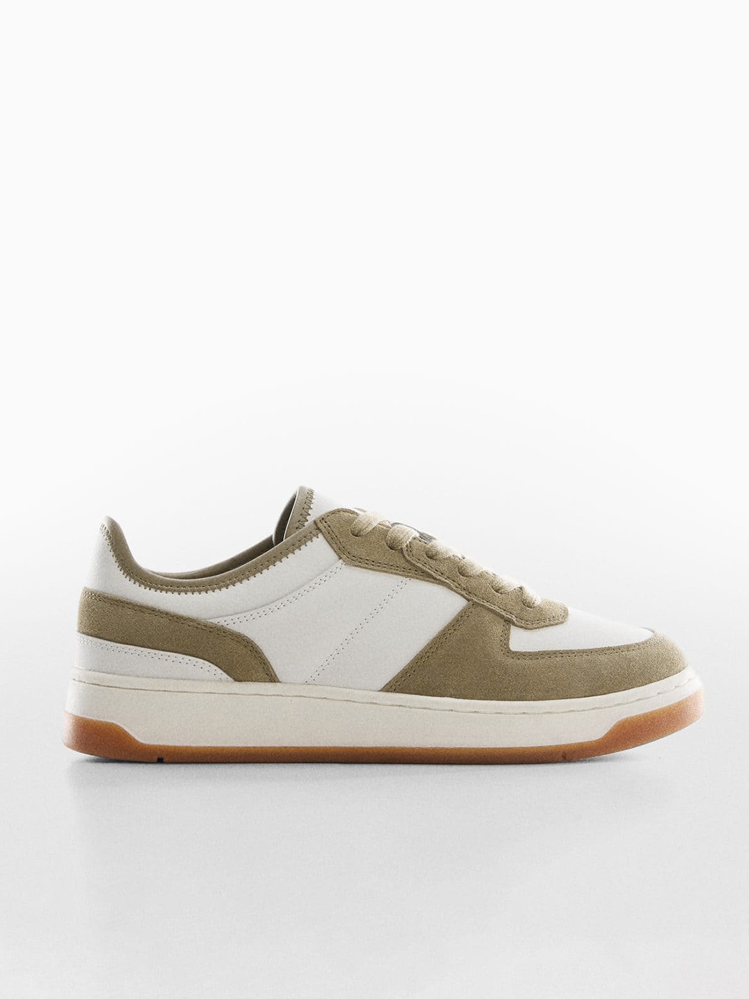

MANGO MAN Colourblocked Leather Sneakers, White