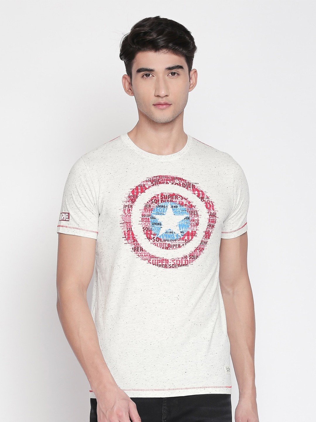

SF JEANS by Pantaloons Captain America Printed Cotton T-shirt, Off white