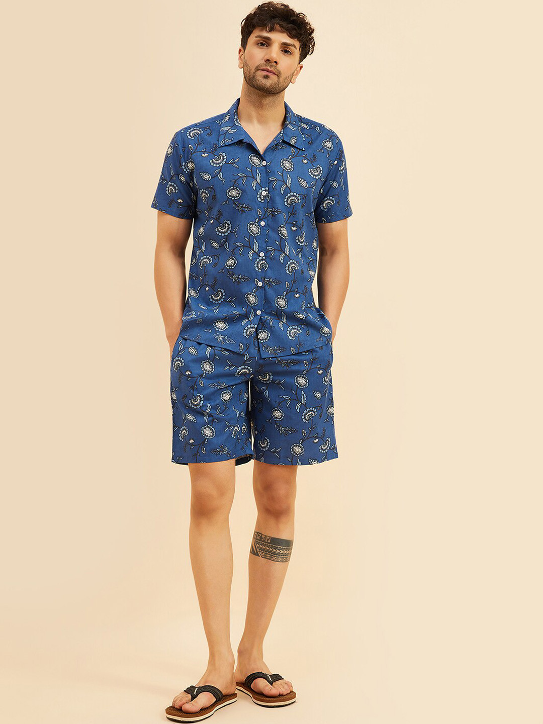 

Sweet Dreams Floral Printed Pure Cotton Night Suit, Blue