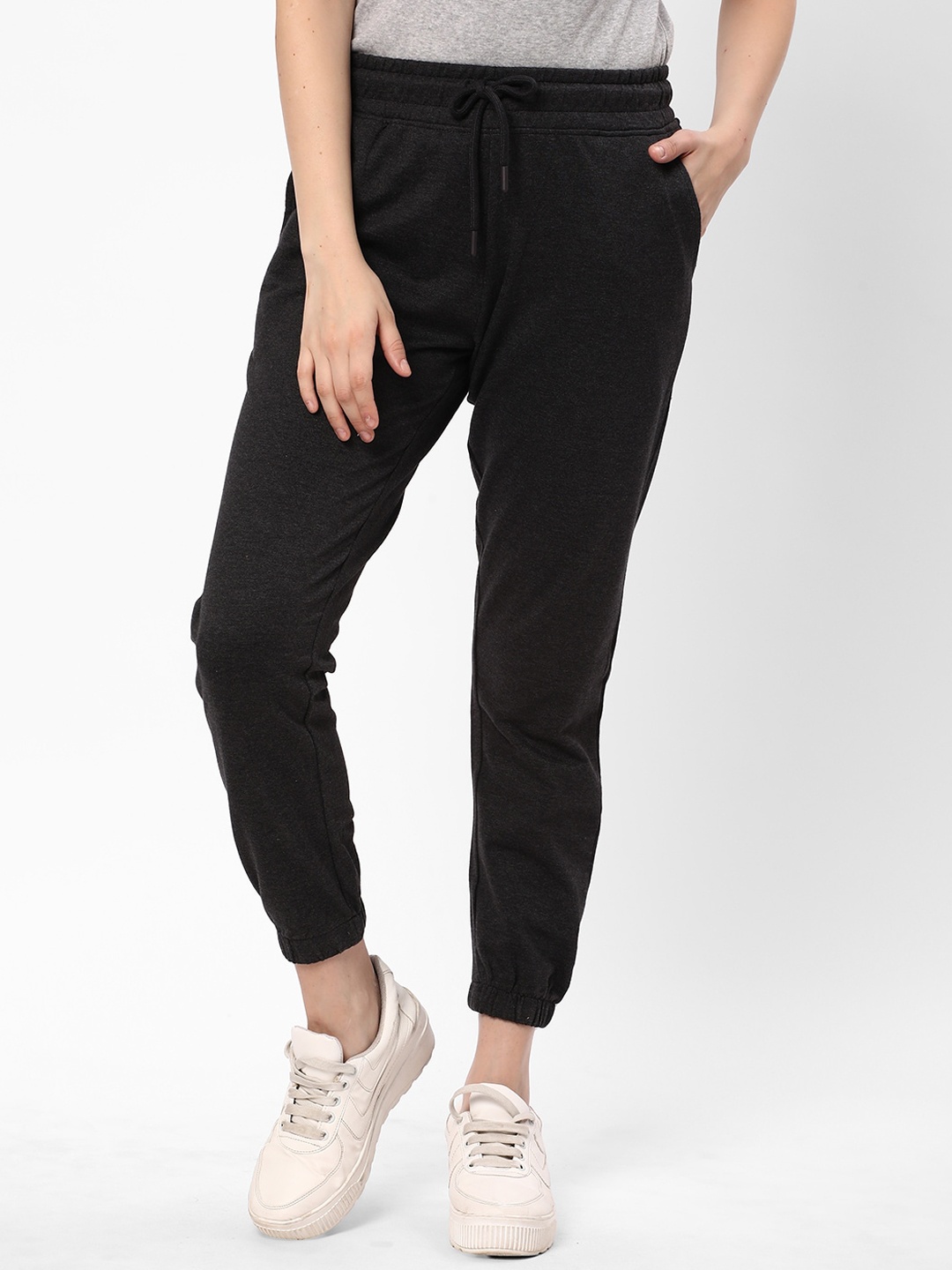 

R&B Women Mid-Rise Cotton Joggers, Grey