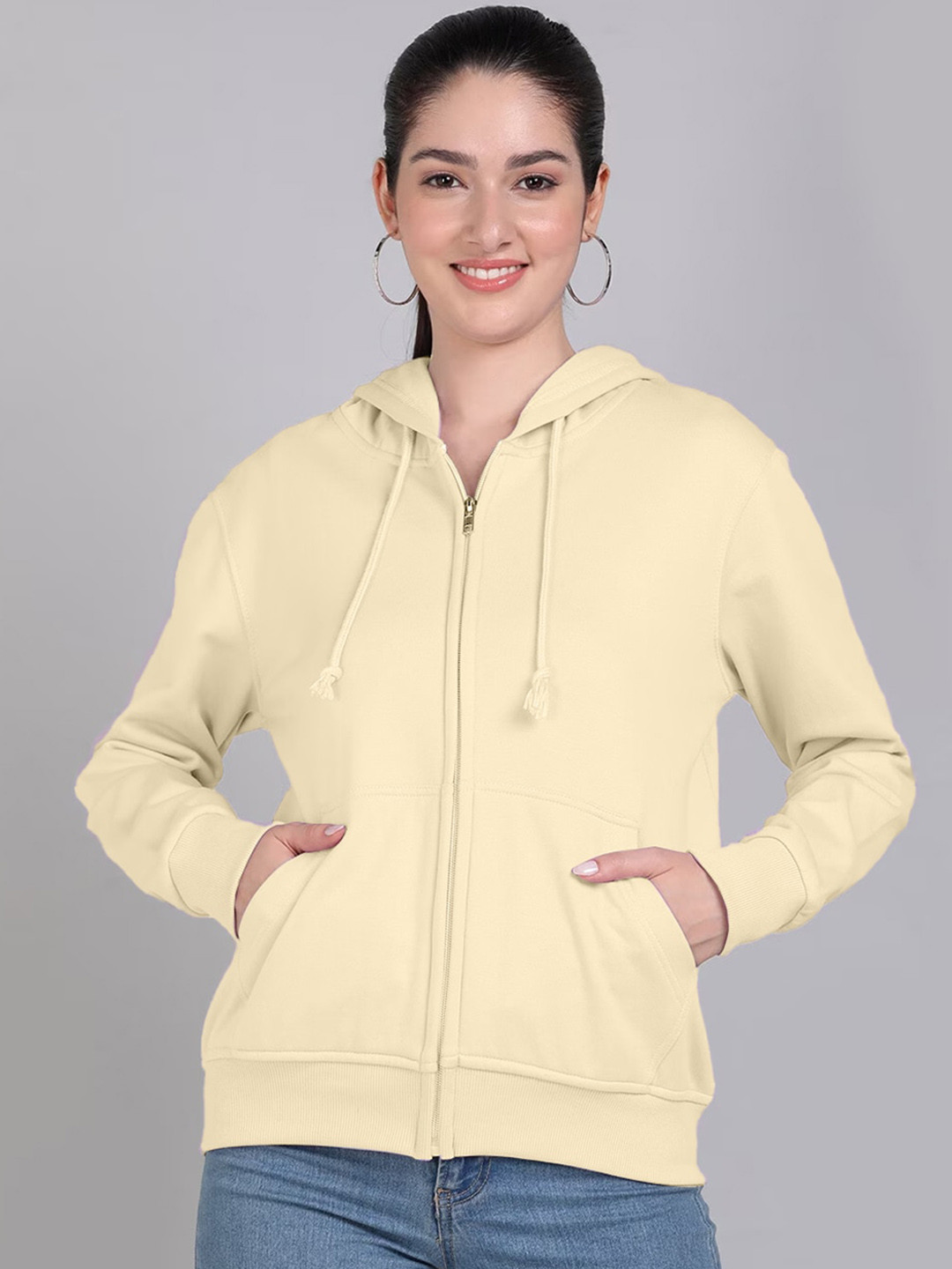 

JUNEBERRY Hooded Fleece Bomber Jacket, Beige