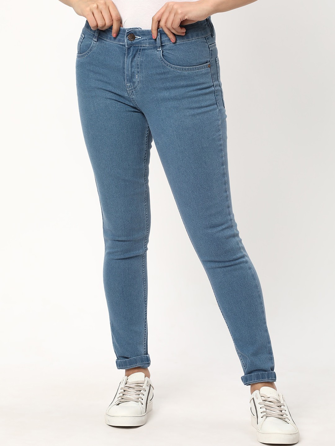 

R&B Women Skinny Fit Clean Look Cotton Jeans, Blue