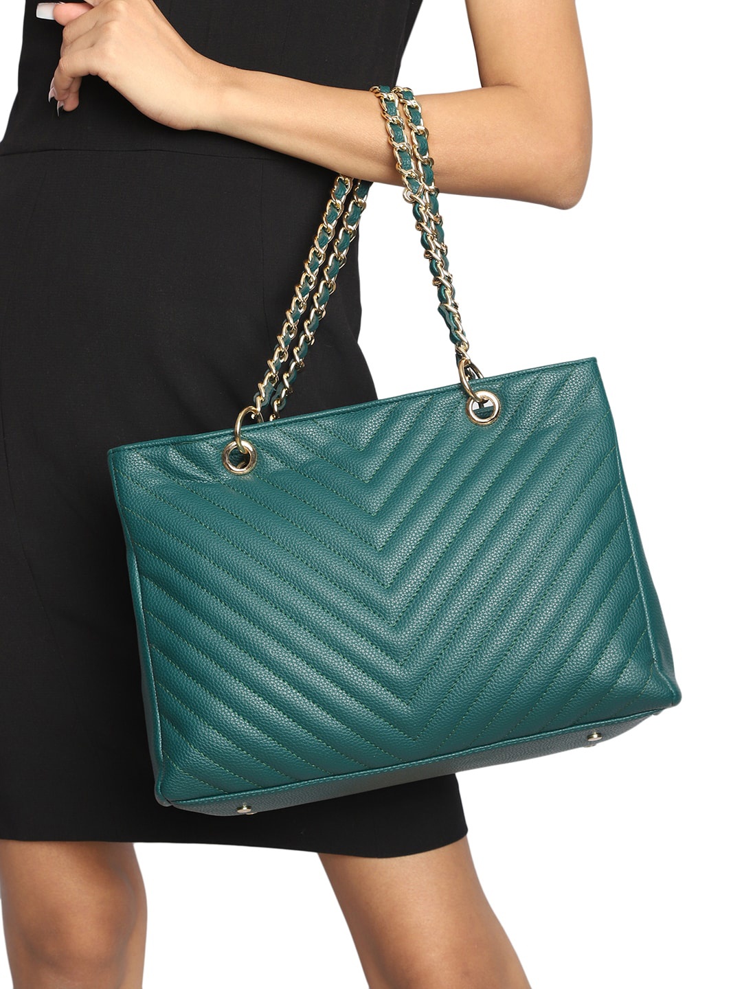 

MINI WESST Structured Shoulder Bag with Quilted, Green