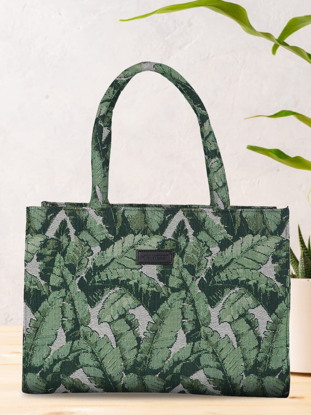 

MINI WESST Graphic Printed Structured Shoulder Bag Up to 16 inch, Green