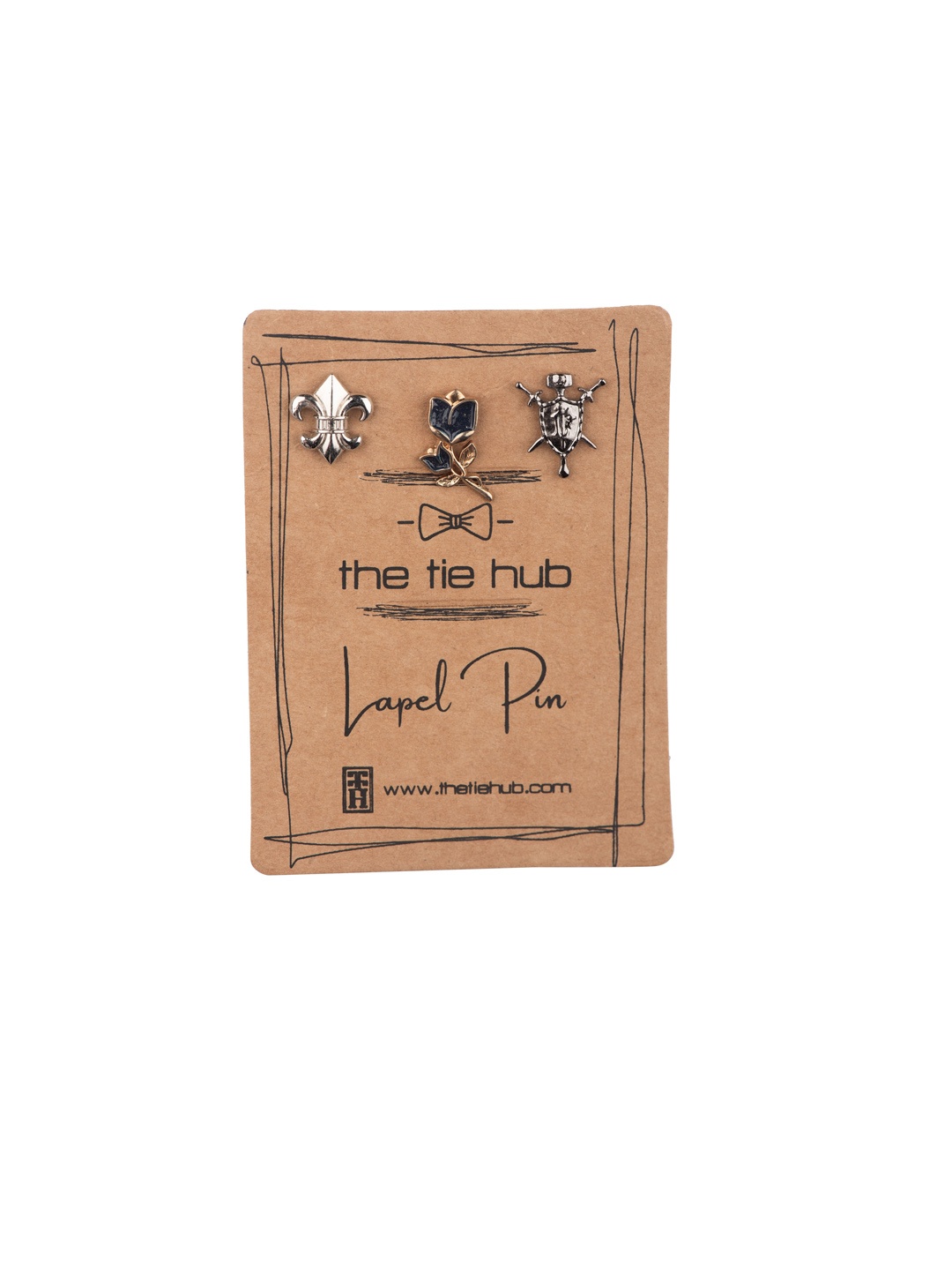 

The Tie Hub Men Set Of 3 Minimal Brass Brooch, Gold