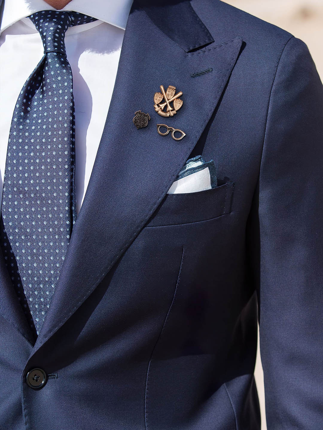 

The Tie Hub Men Set Of 3 Minimal Brass Brooch, Beige