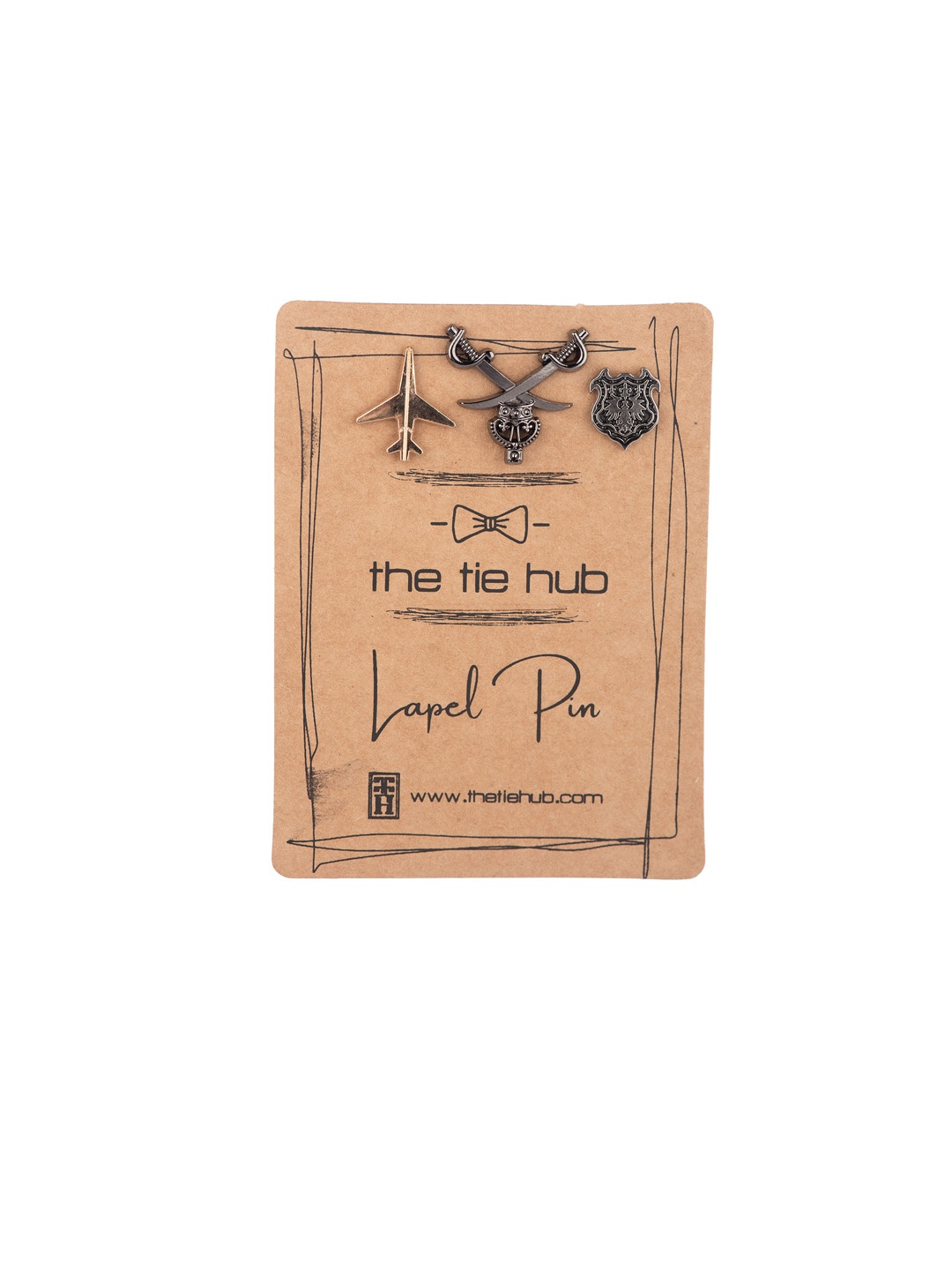 

The Tie Hub Men Set Of 3 Minimal Brass Brooch, Gold