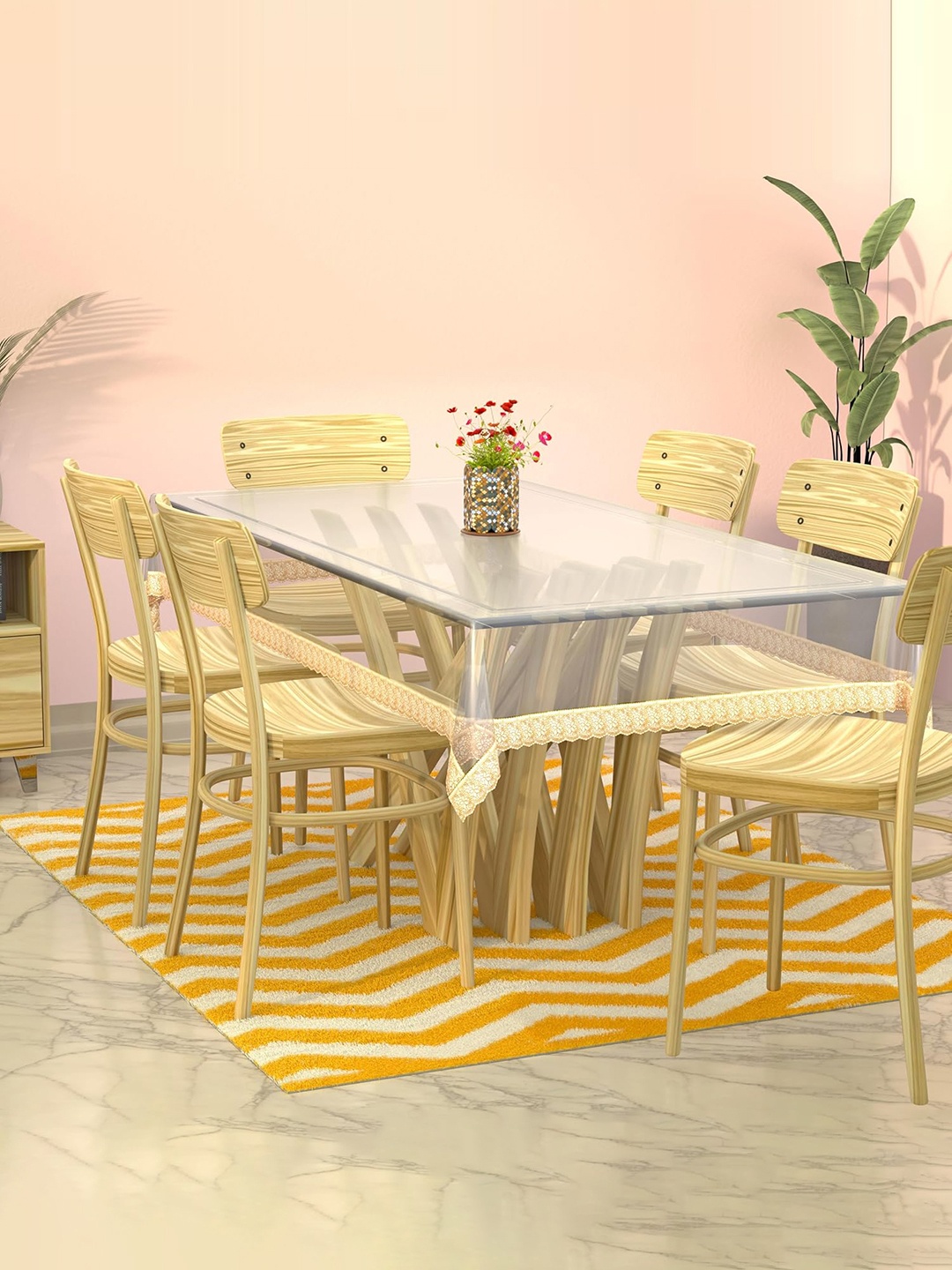 

Kuber Industries Beige 6-Seater Rectangular Table Cover