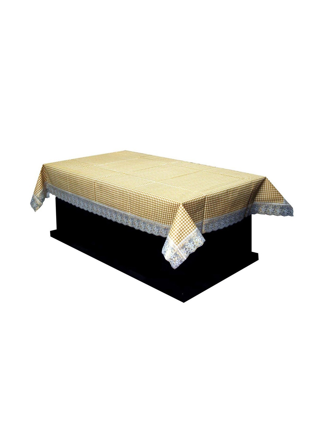 

Kuber Industries Brown & White Checked 4-Seater Rectangular Table Cover