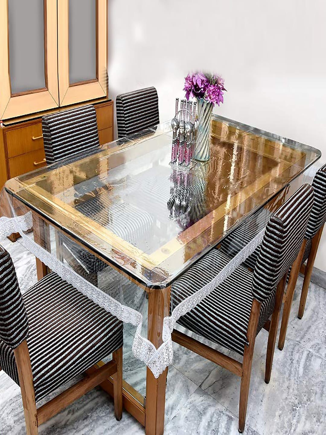 Kuber Industries Transparent 4-Seater Rectangular Table Cover