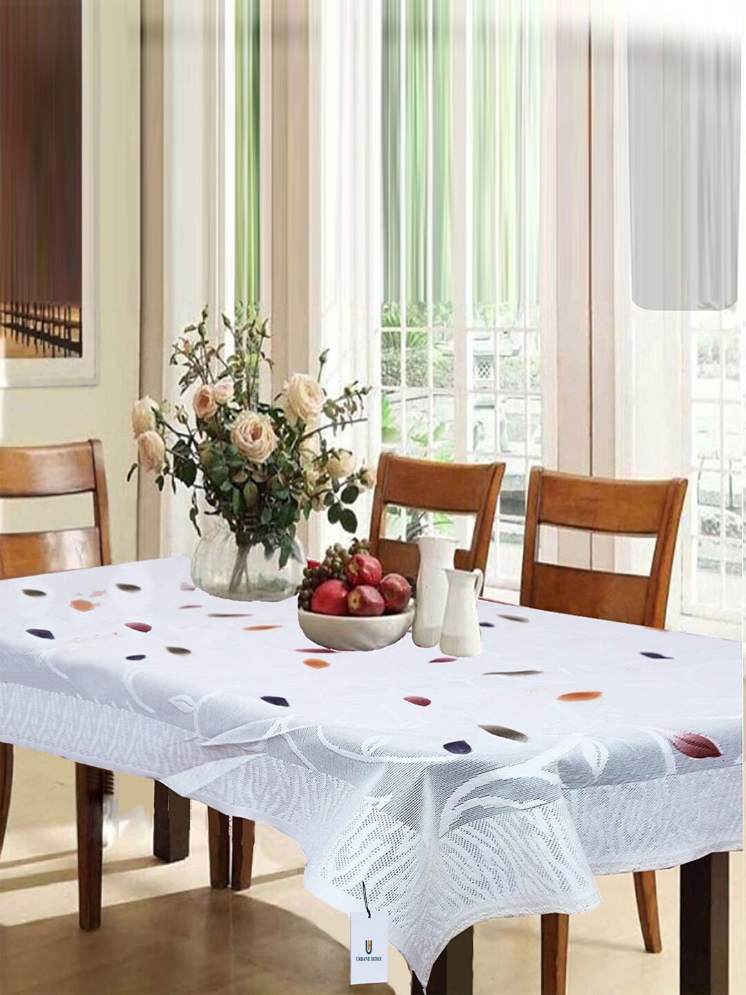 

Kuber Industries White & Pink Self Design 6 Seater Rectangular Table Cover