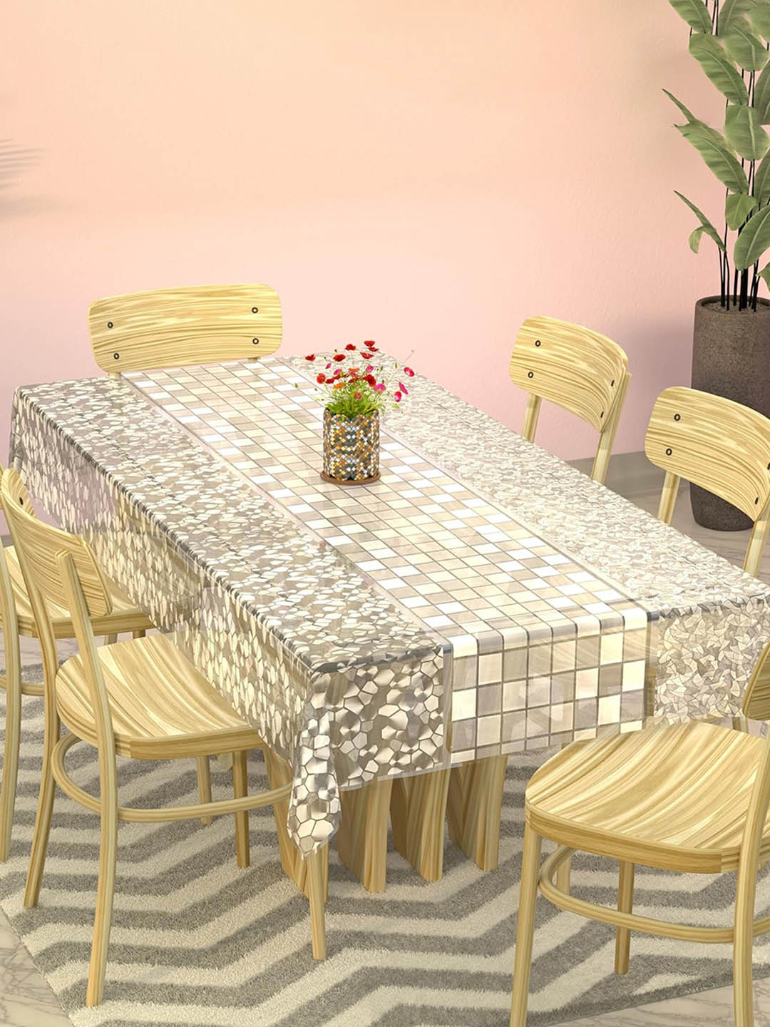 

Kuber Industries Beige Printed 6-Seater Rectangular Table Cover