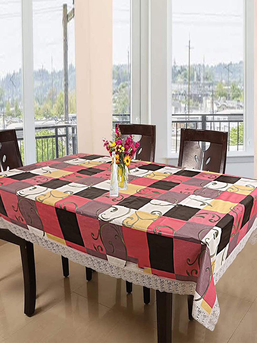 

Kuber Industries White & Yellow Printed 6-Seater Rectangular Table Cover