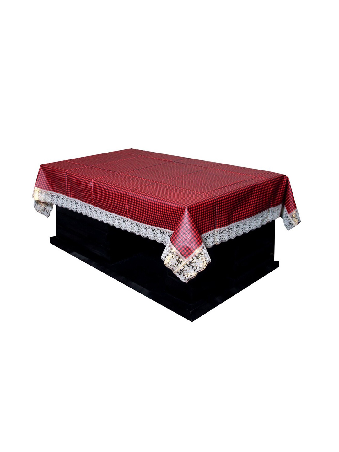 

Kuber Industries Maroon-Coloured & Black Checked 4-Seater Rectangular Table Cover