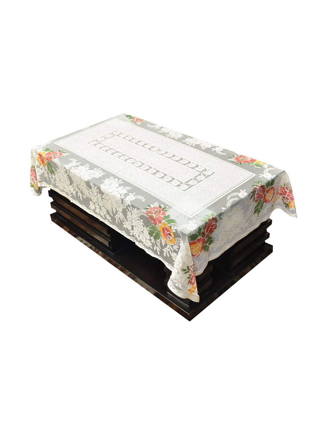 

Kuber Industries Cream-Coloured & Red Self-Design Cotton 4-Seater Table Cover