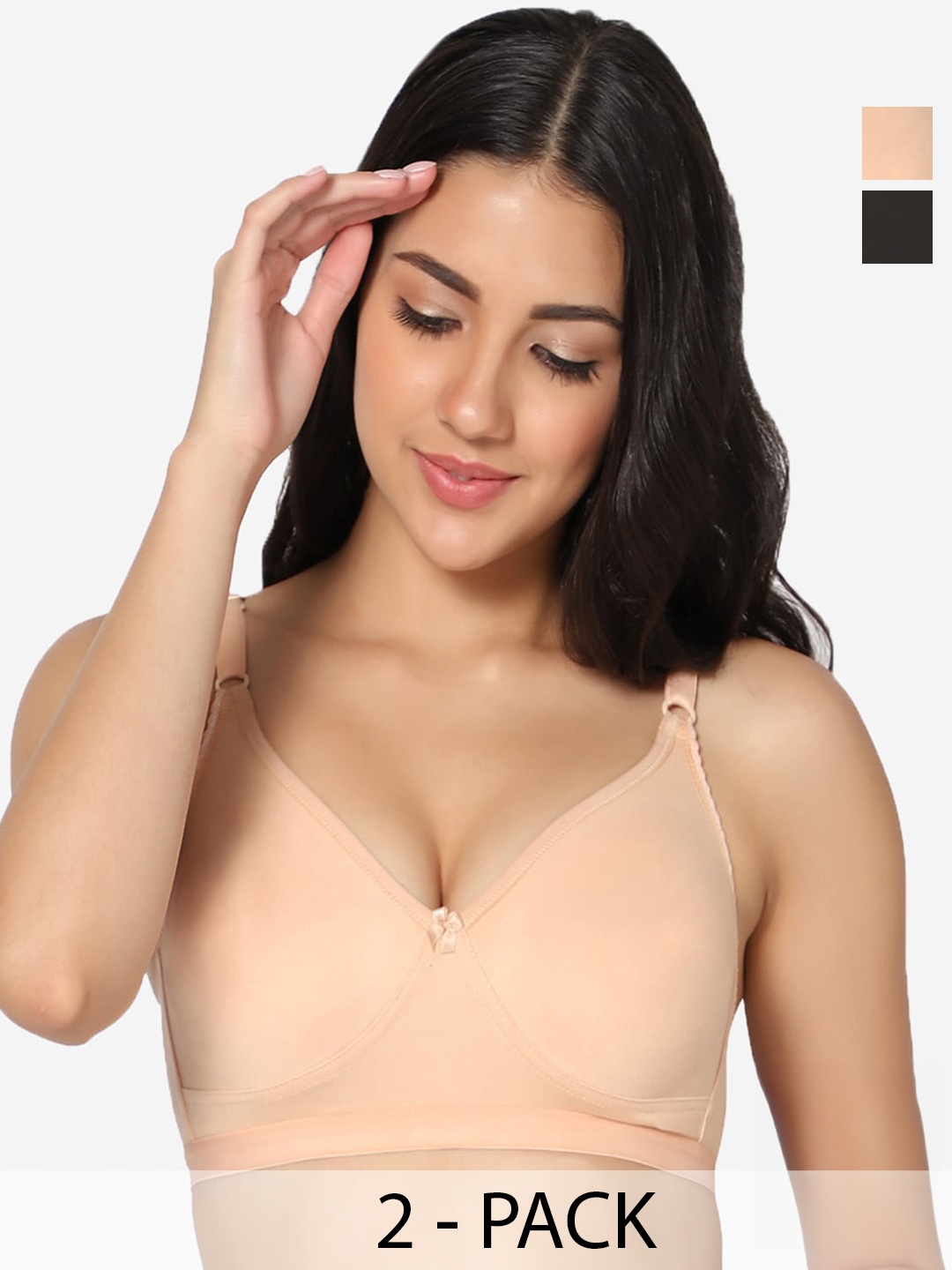 

In Care Pack Of 2 Full Coverage Pure Cotton T-shirt Bra With All Day Comfort, Nude