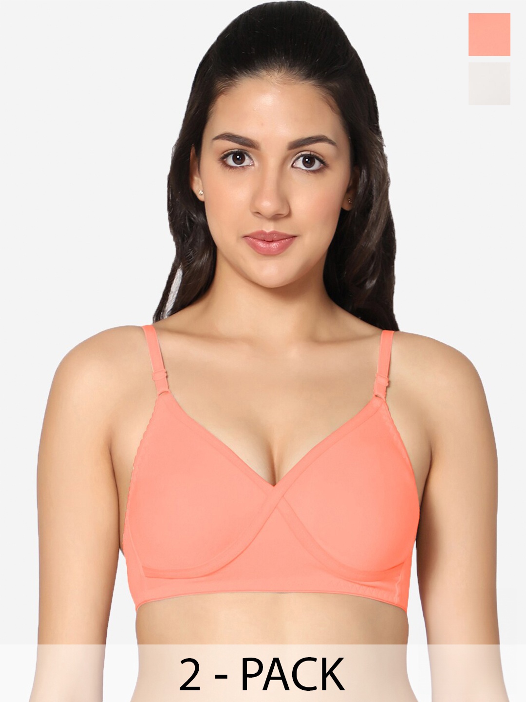 

In Care Pack Of 2 Full Coverage Pure Cotton Bra With All Day Comfort, White