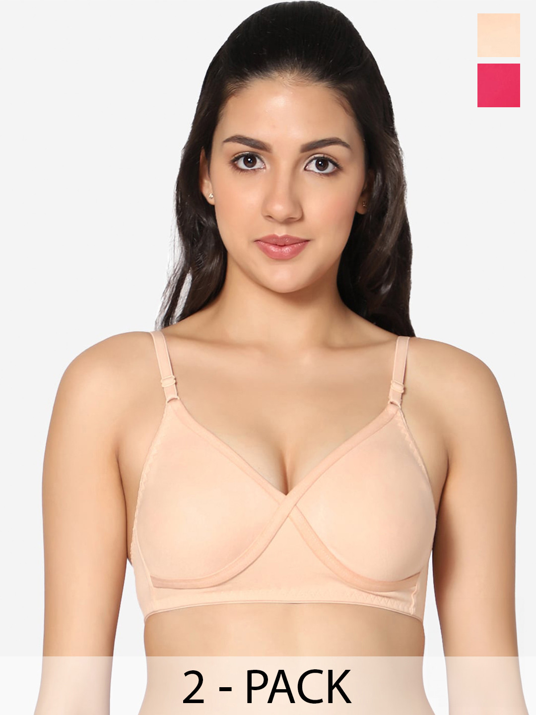 

In Care Pack Of 2 Full Coverage Pure Cotton Bra With All Day Comfort, Magenta