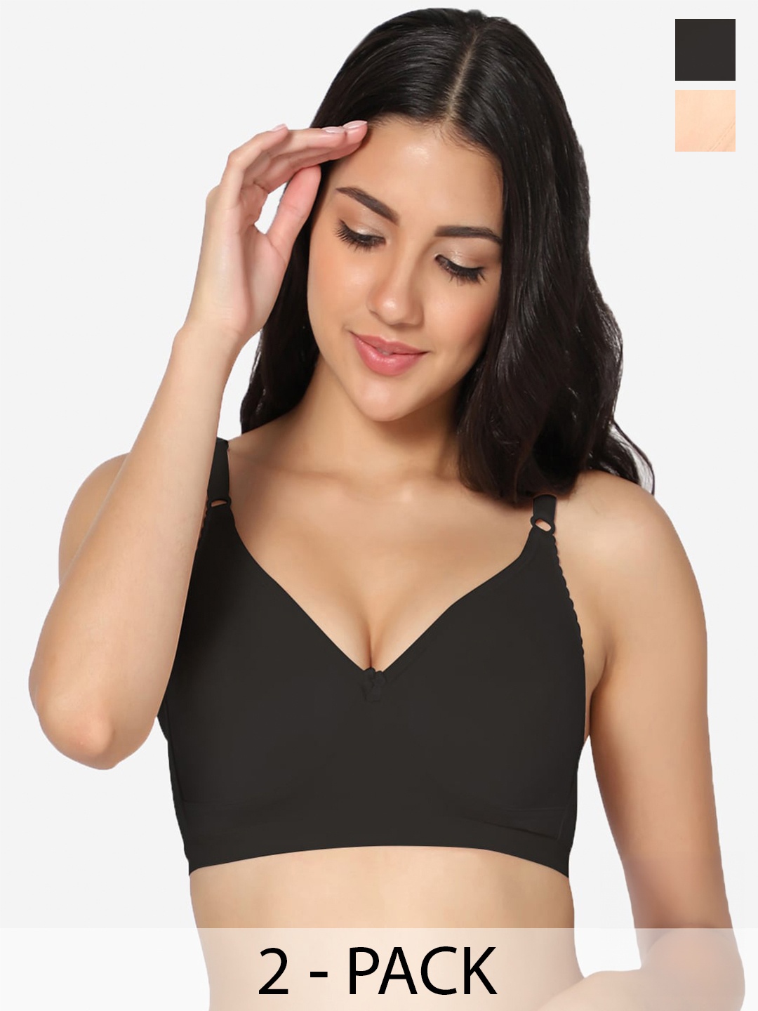 

In Care Pack Of 2 Full Coverage Pure Cotton Bra With All Day Comfort, Black